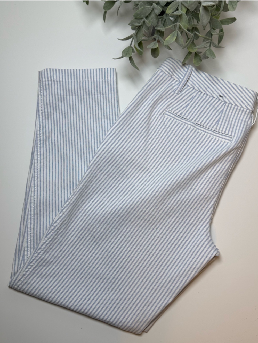 Talbots Girlfriend Chino Size 2 Petite, Blue & White Nautical Stripe Ankle Pants